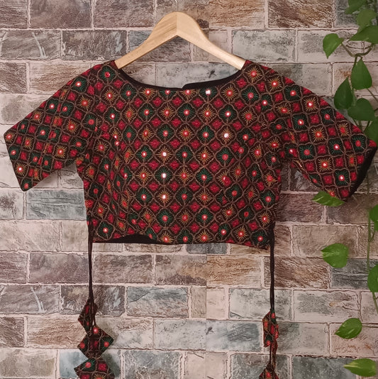 Black Multicolor Mirrorwork Blouse