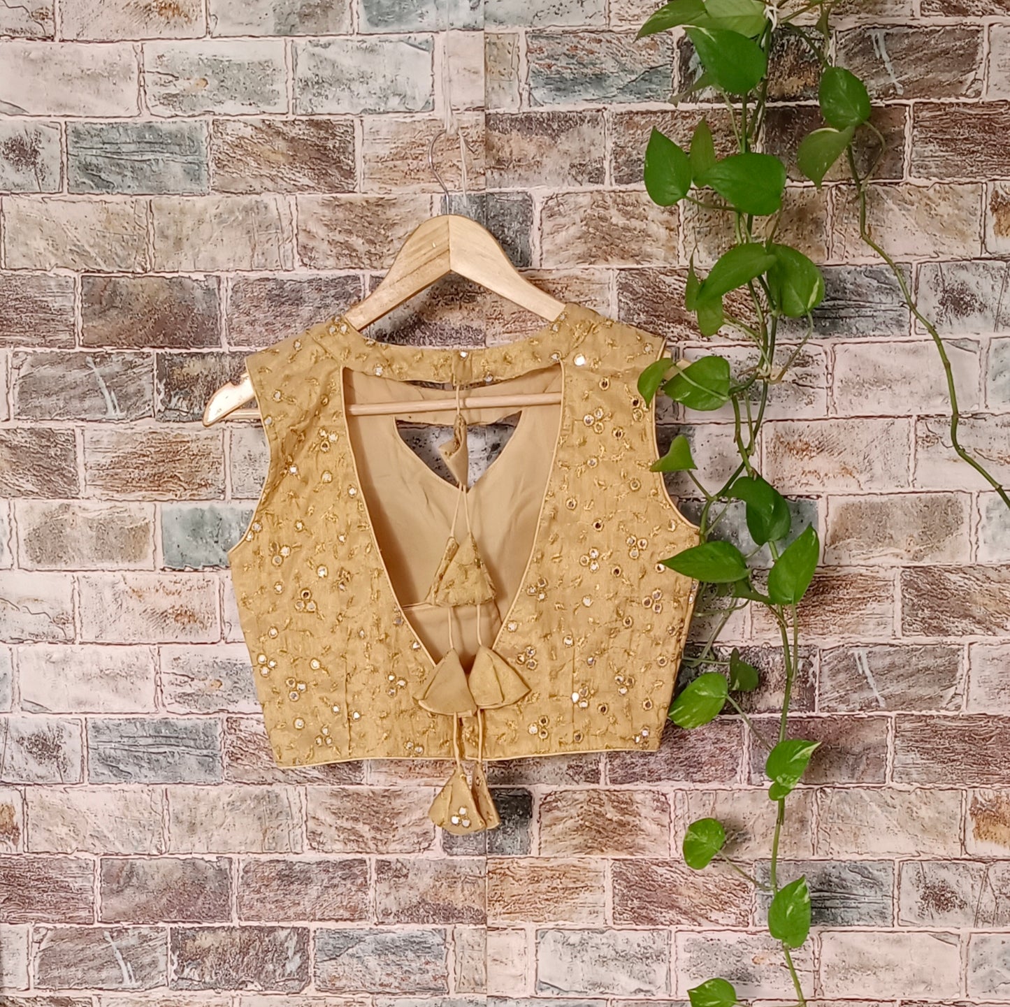 Golden Mirror Work Blouse