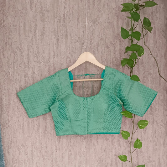 Classic Aqua Green Brocade Blouse(assorted)