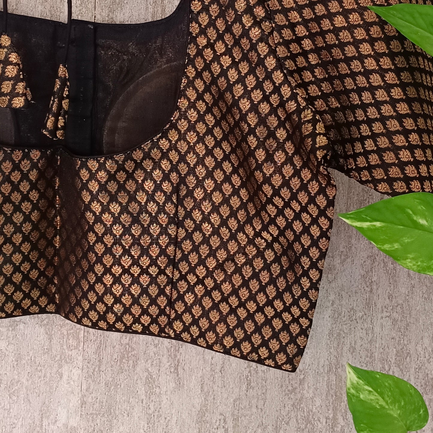 Classic Black Brocade Blouse