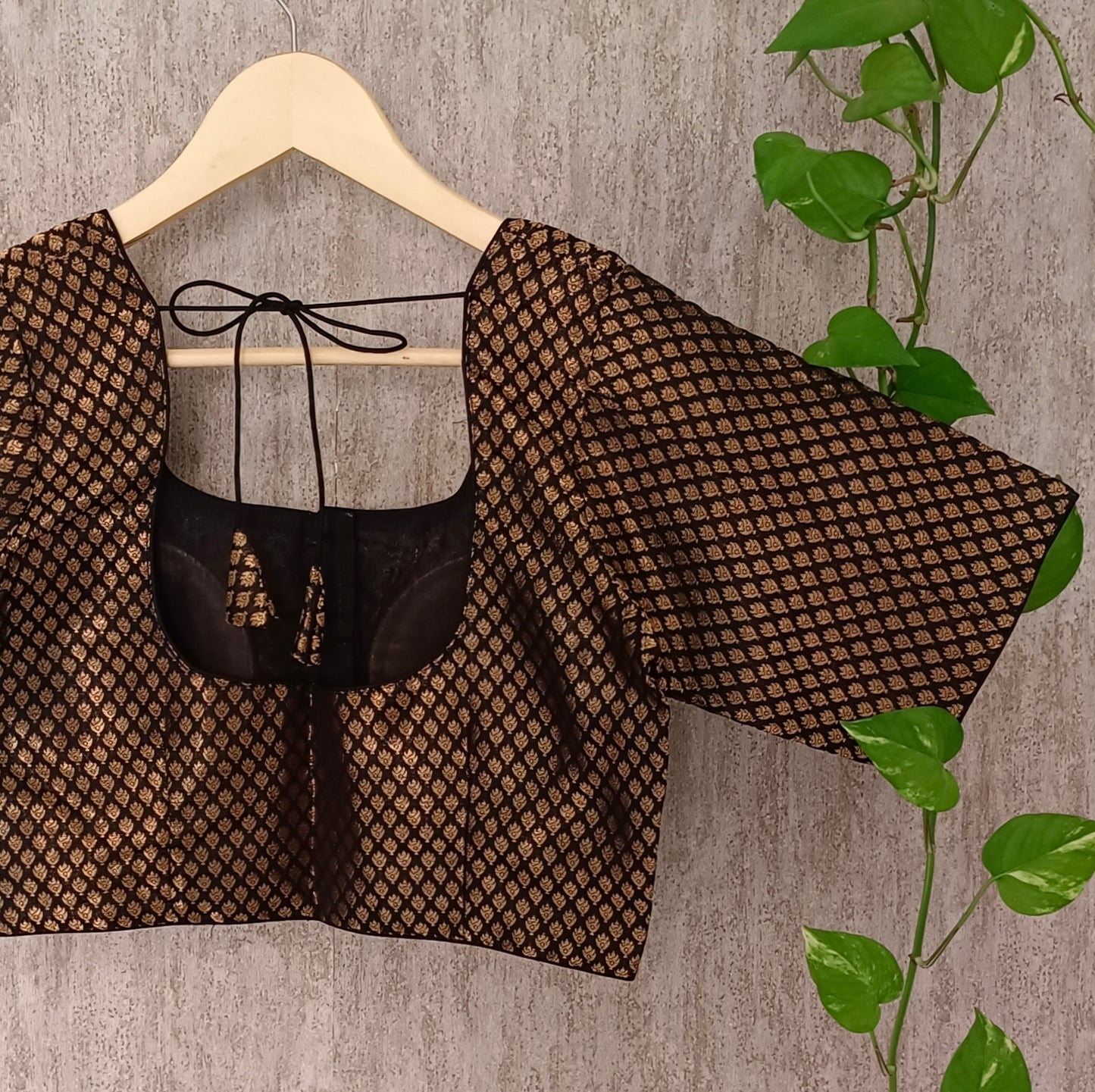 Classic Black Brocade Blouse