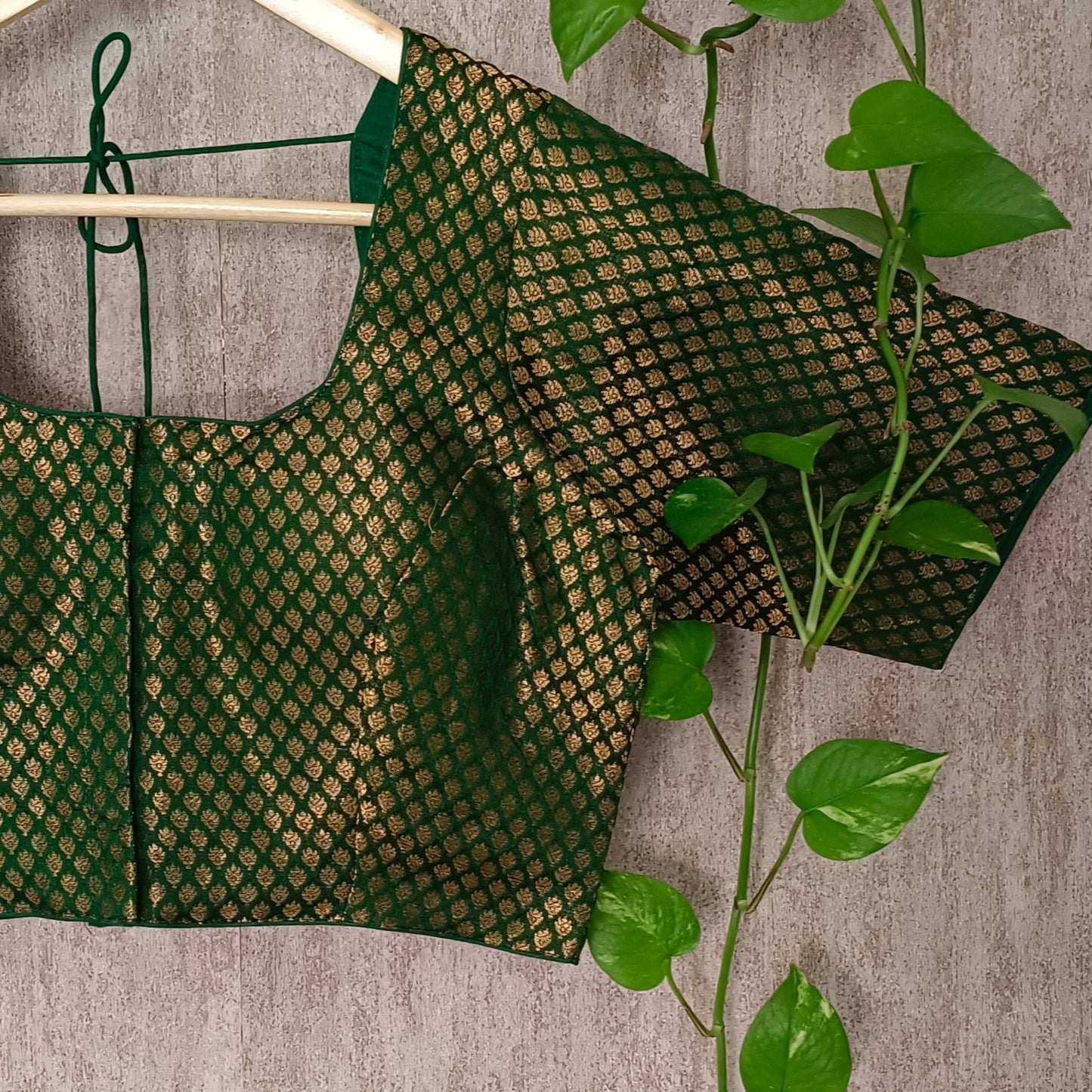 Classic Dark Green Brocade Blouse(assorted)