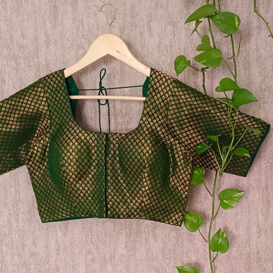 Classic Dark Green Brocade Blouse(assorted)