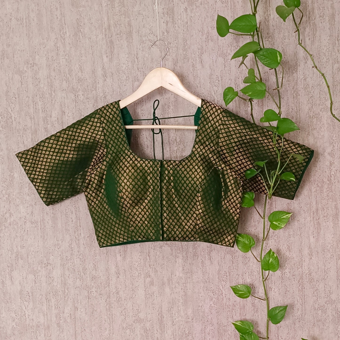 Classic Dark Green Brocade Blouse(assorted)