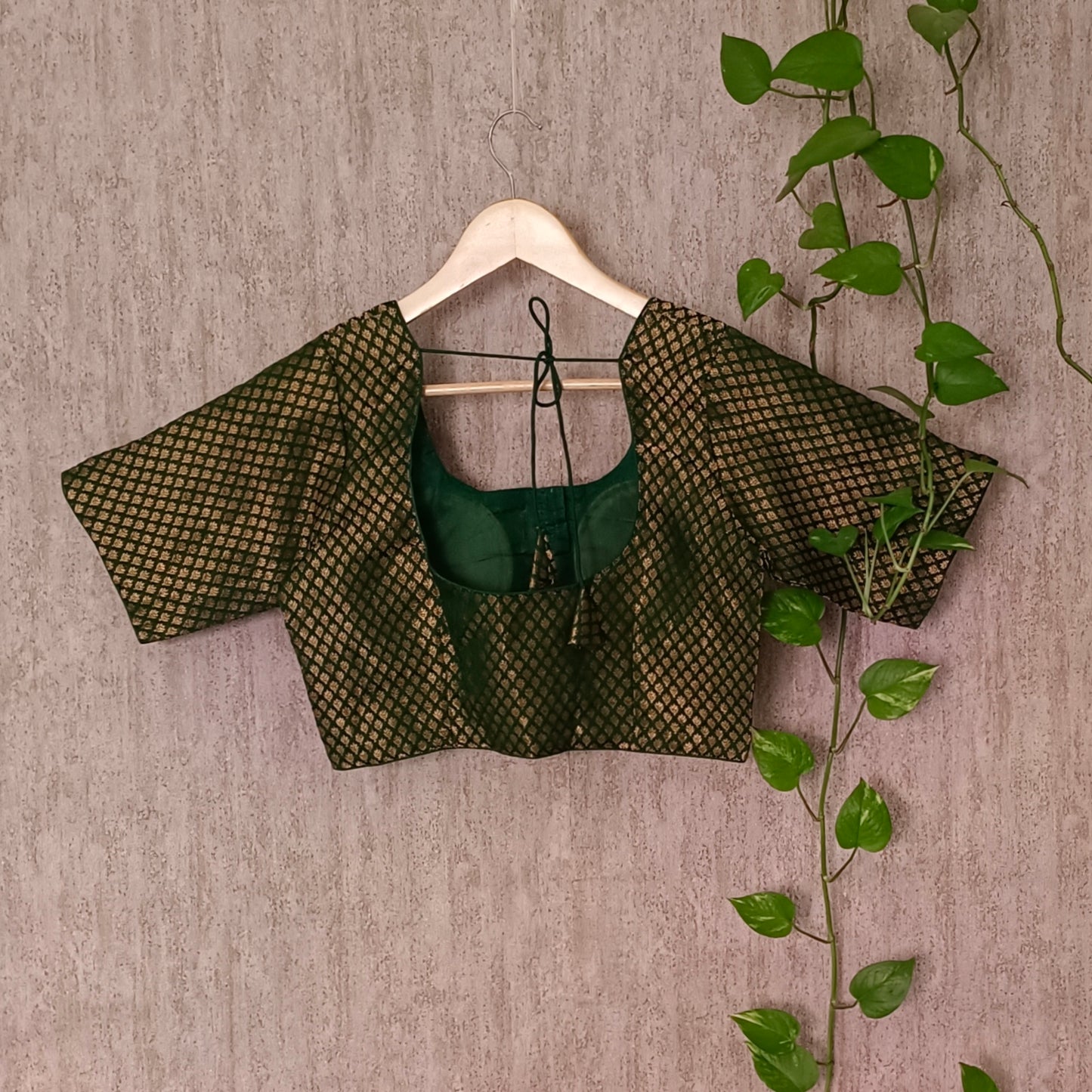 Classic Dark Green Brocade Blouse(assorted)