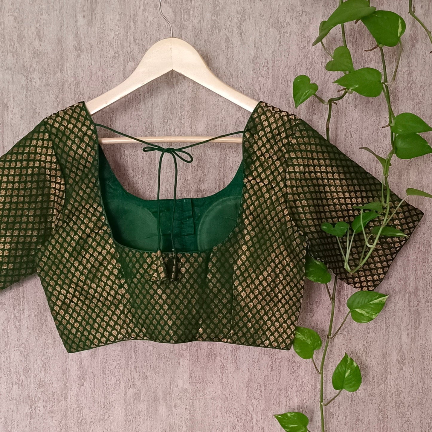 Classic Dark Green Brocade Blouse(assorted)