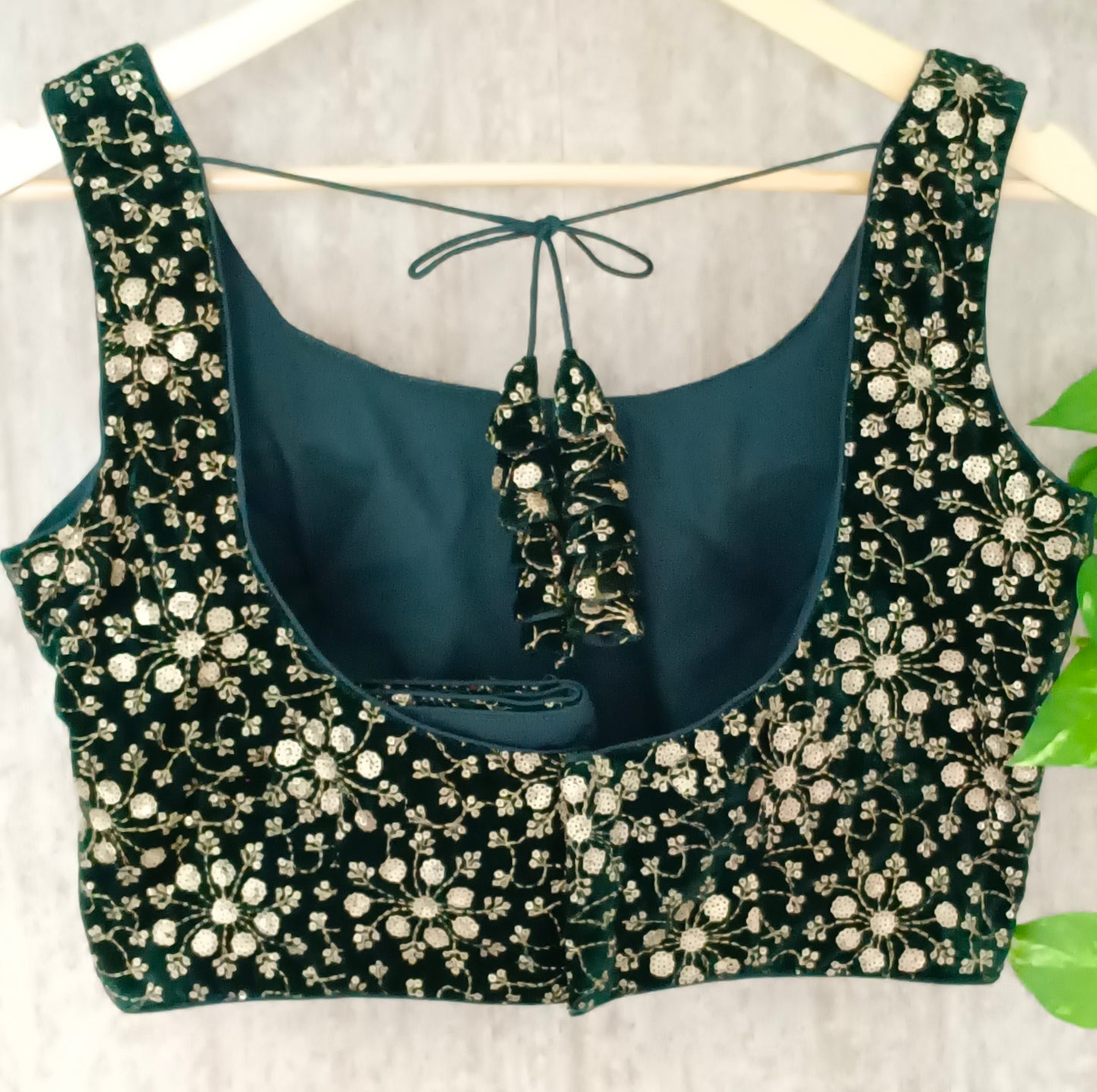 Bottle Green Velvet Blouse