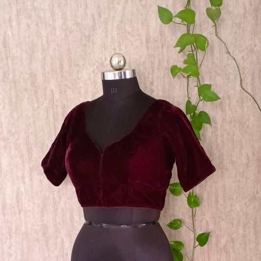 Wine Velvet Blouse