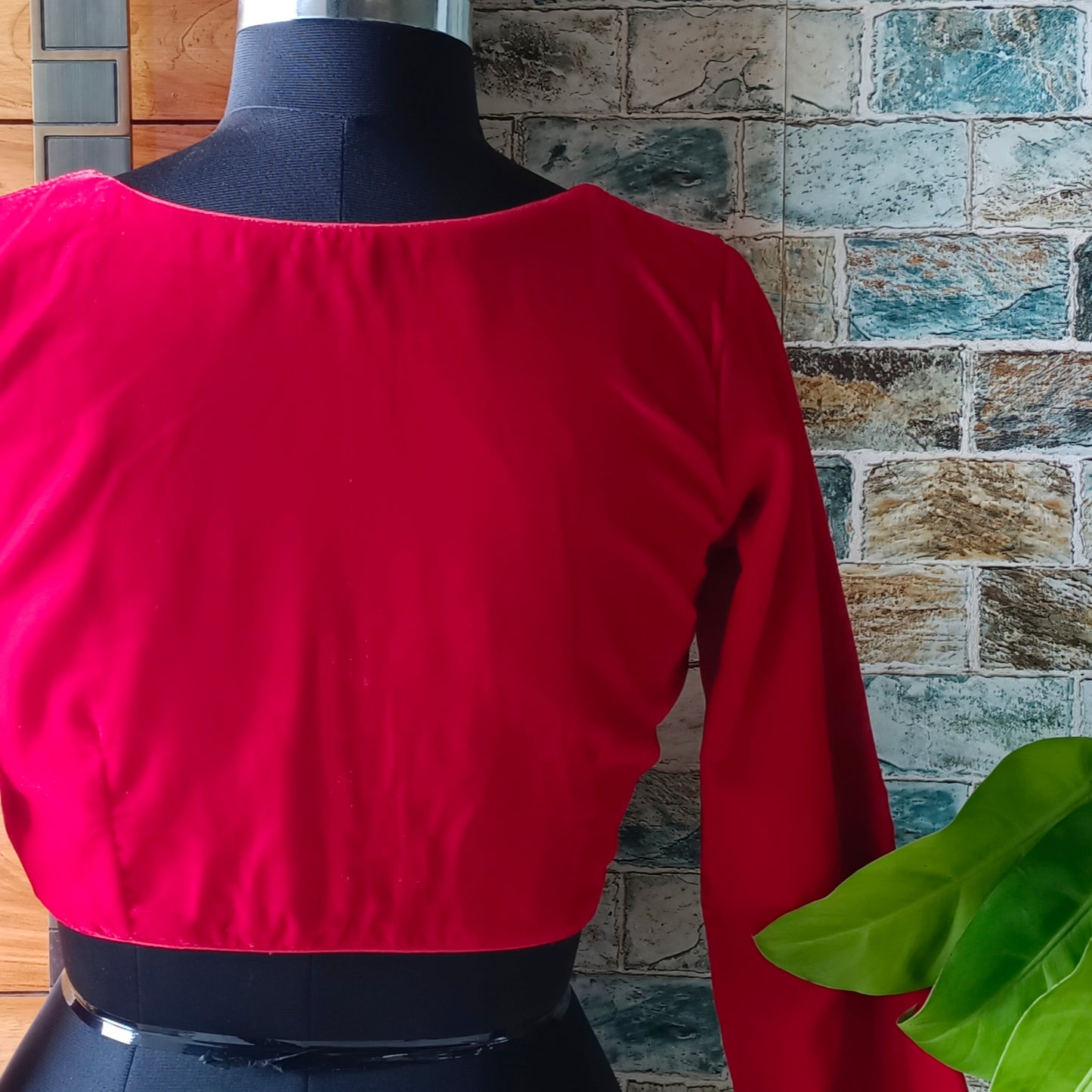 Cherry Red Velvet Full Sleeve Blouse