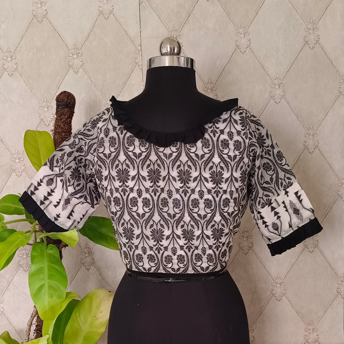 Black Jamdhani Cotton Blouse