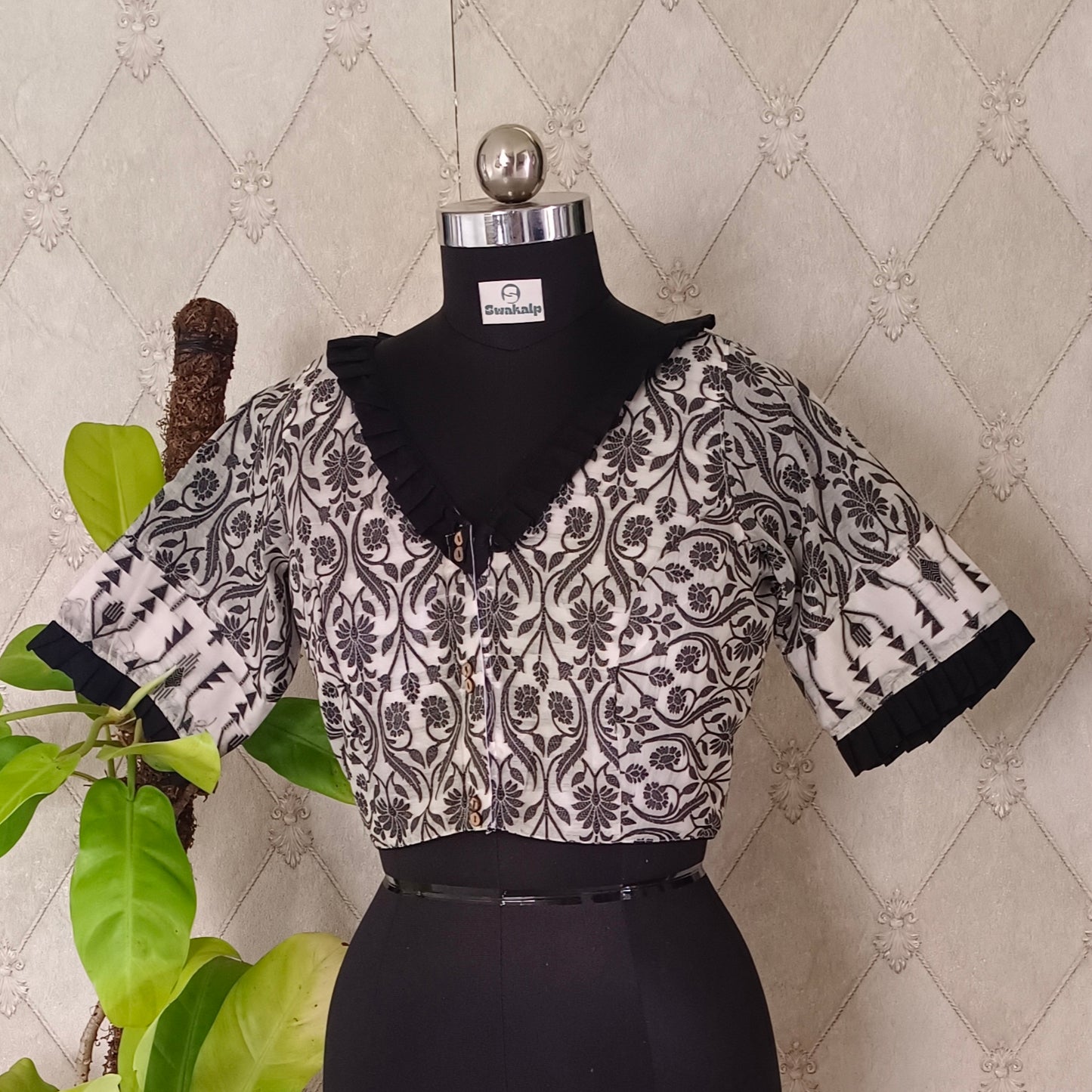 Black Jamdhani Cotton Blouse