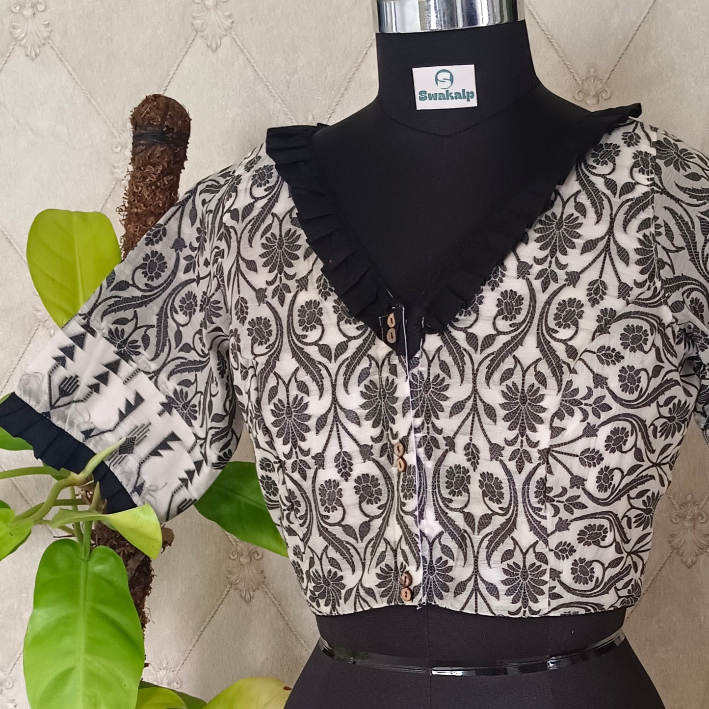 Black Jamdhani Cotton Blouse