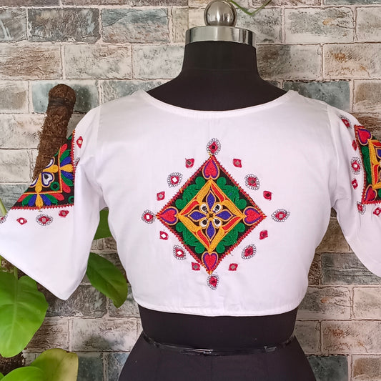 Patchwork with Multicolor Embroidery Blouse