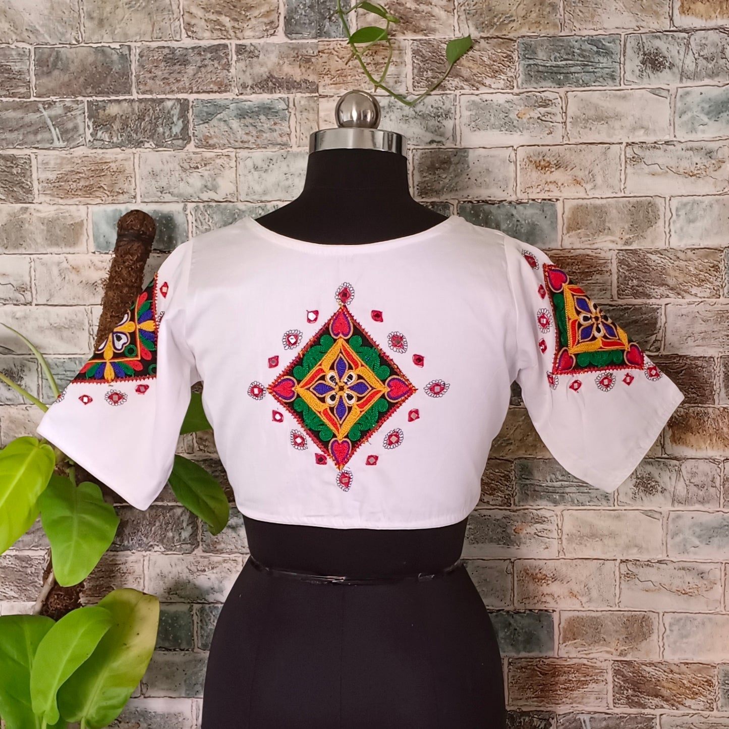 Patchwork with Multicolor Embroidery Blouse