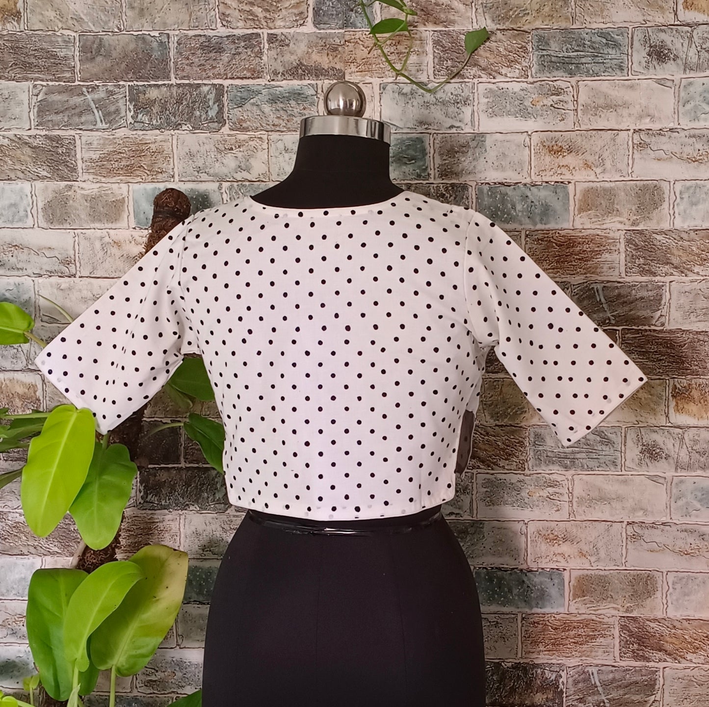 White Polka Cotton Blouse/ croptop