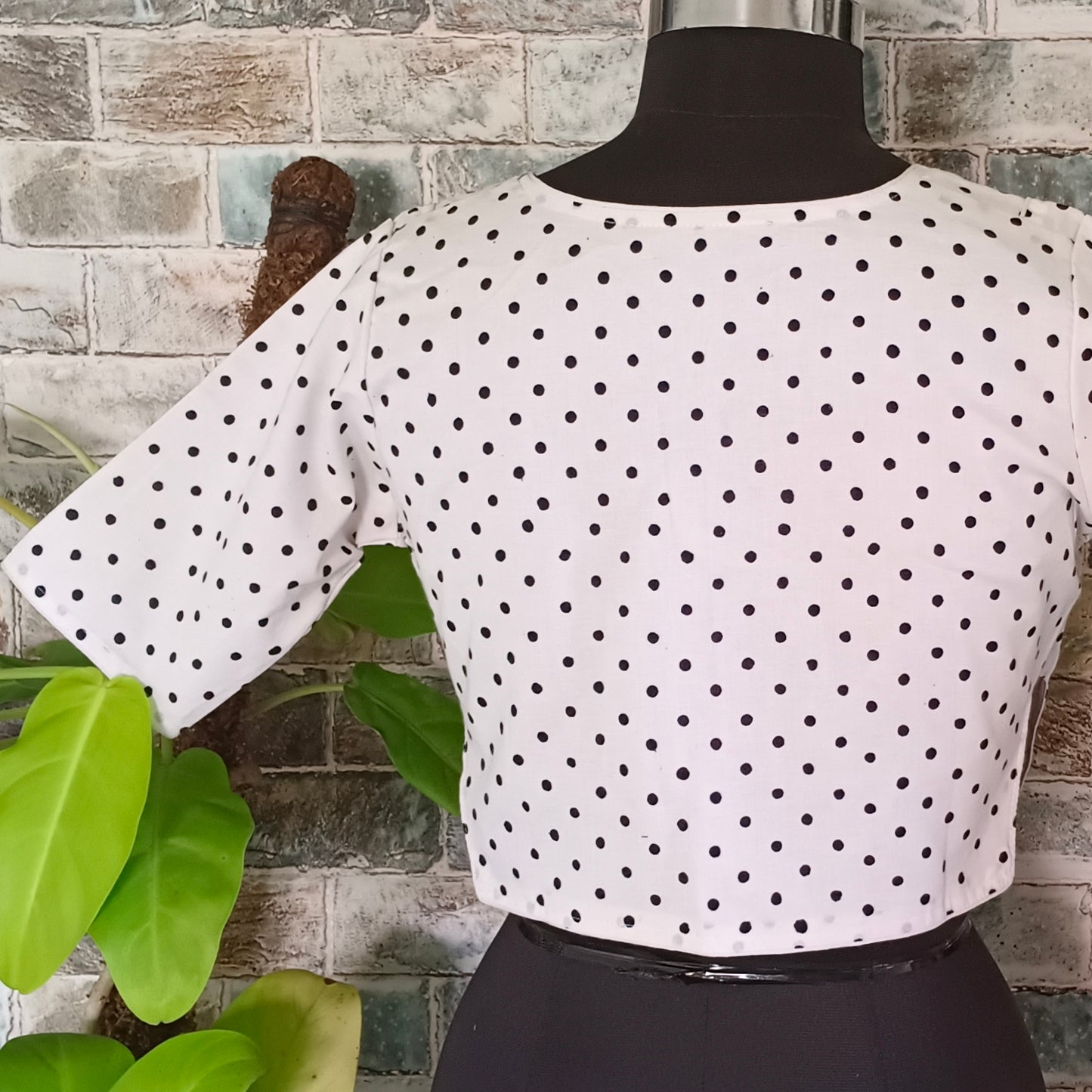 White Polka Cotton Blouse/ croptop