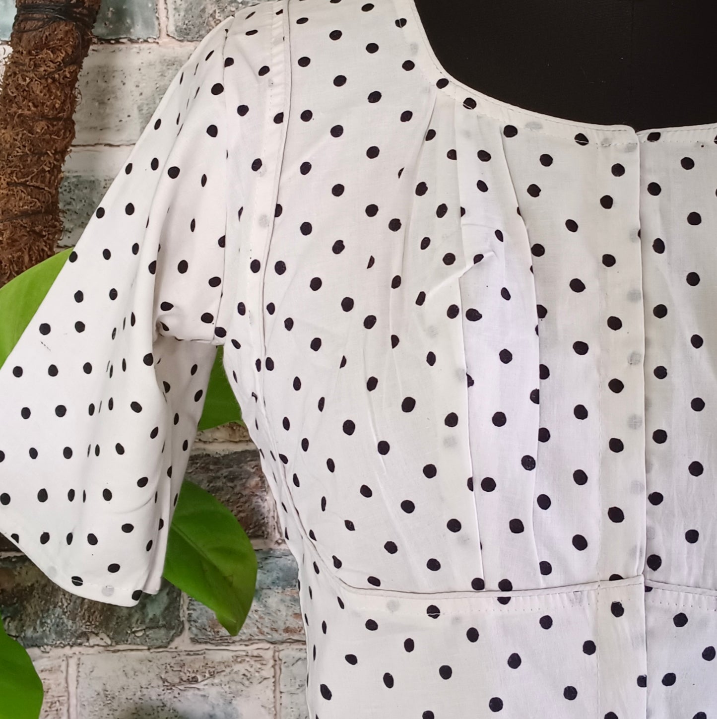 White Polka Cotton Blouse/ croptop