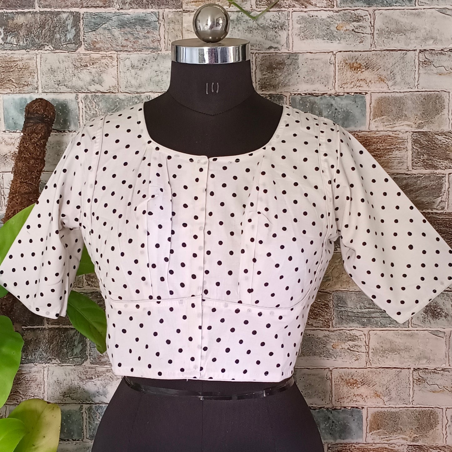 White Polka Cotton Blouse/ croptop