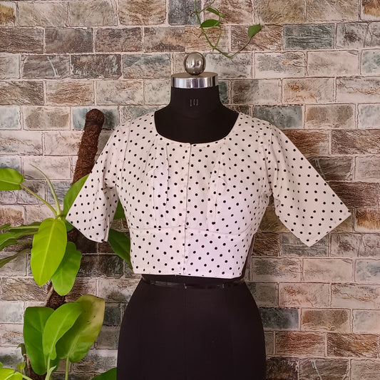 White Polka Cotton Blouse/ croptop