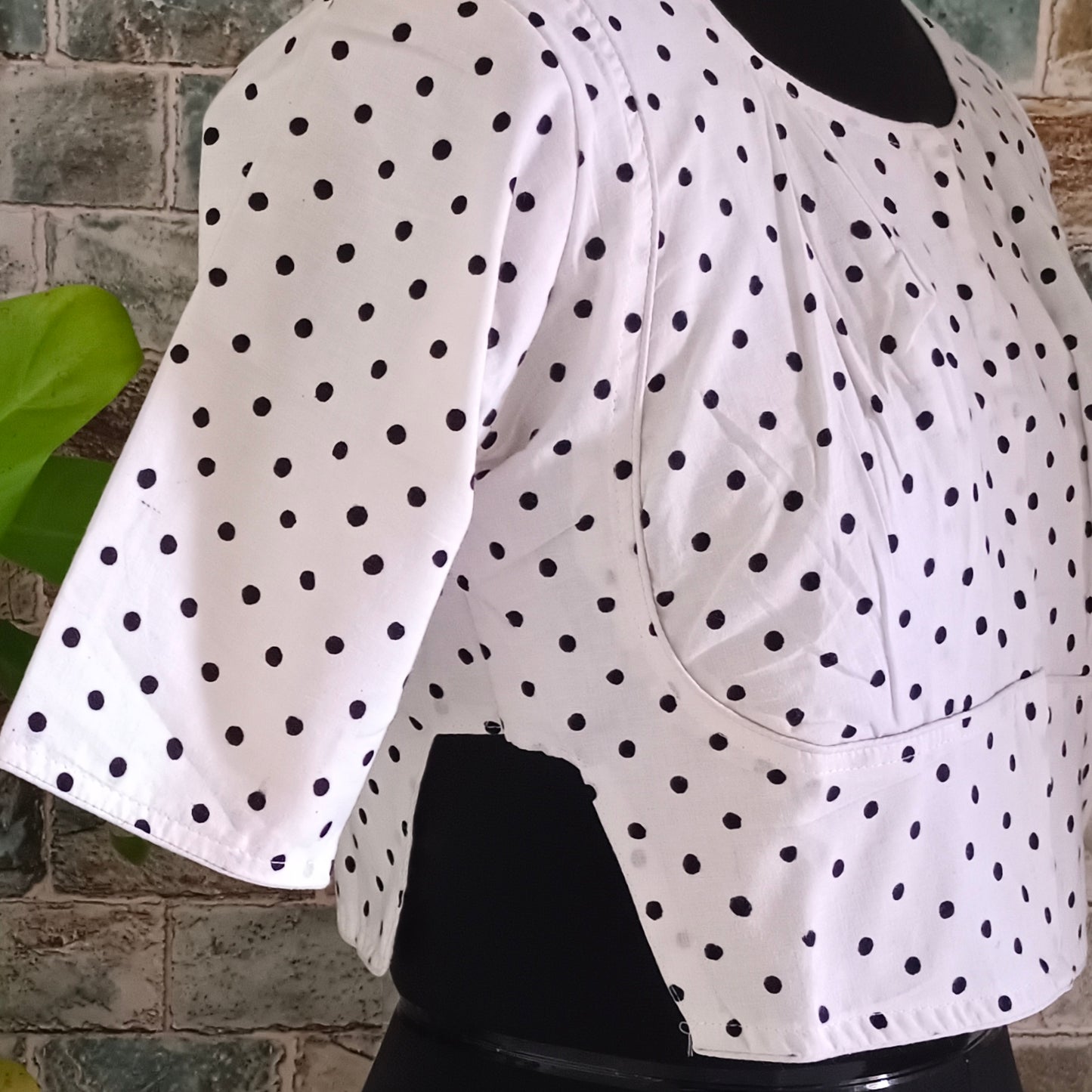 White Polka Cotton Blouse/ croptop