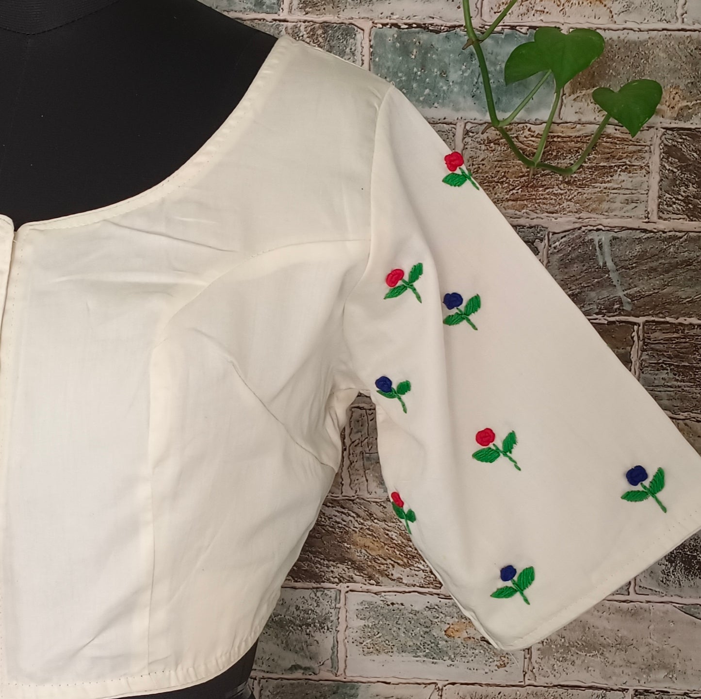 Off White Handcrafted Cotton Blouse