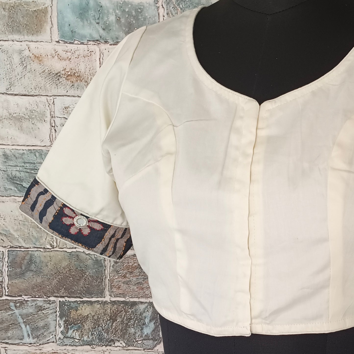 Off White patchwork Cotton Blouse