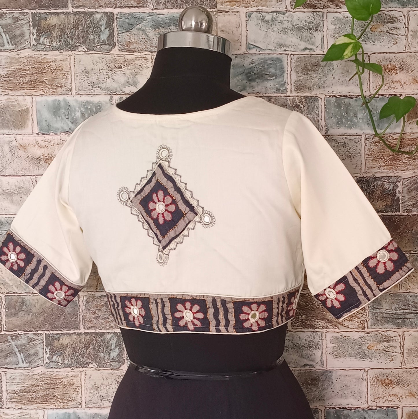 Off White patchwork Cotton Blouse