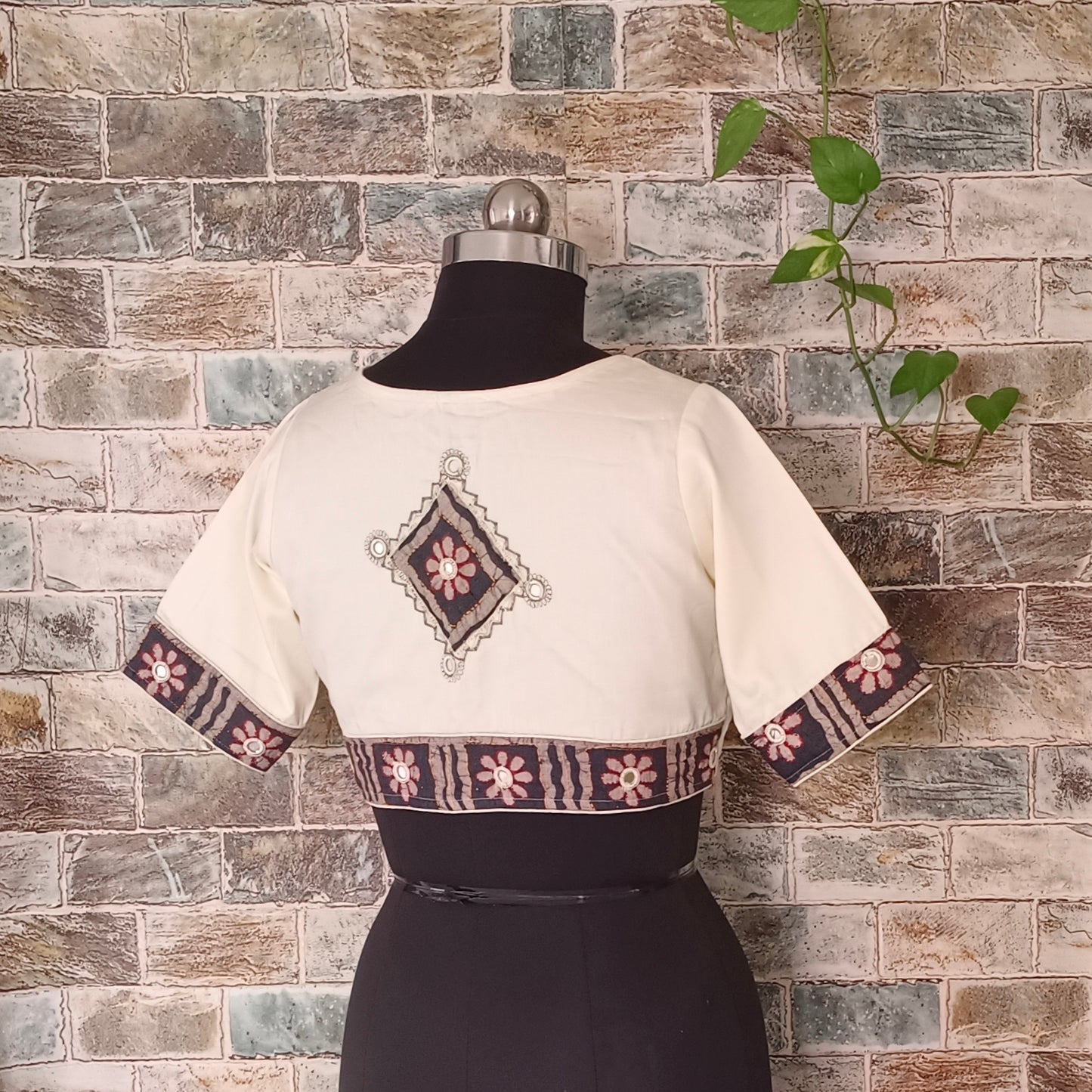 Off White patchwork Cotton Blouse