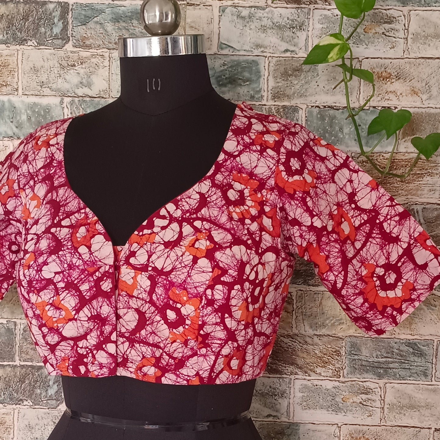 Maroon Batikprint Cotton Blouse