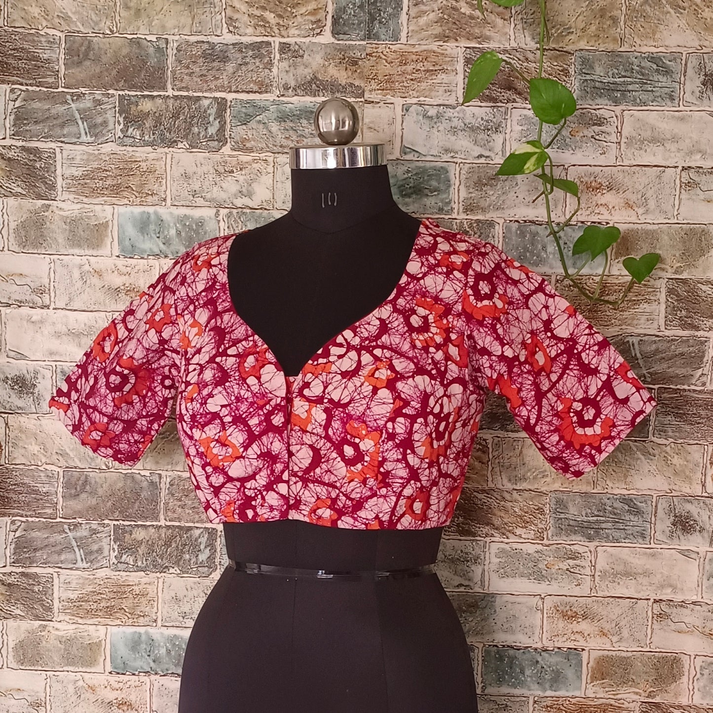 Maroon Batikprint Cotton Blouse