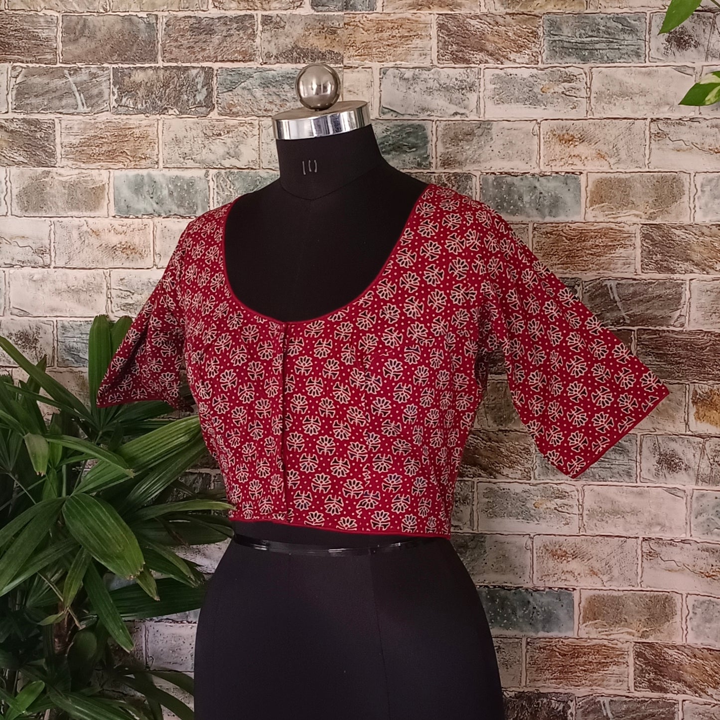 Maroon Printed Cotton Blouse