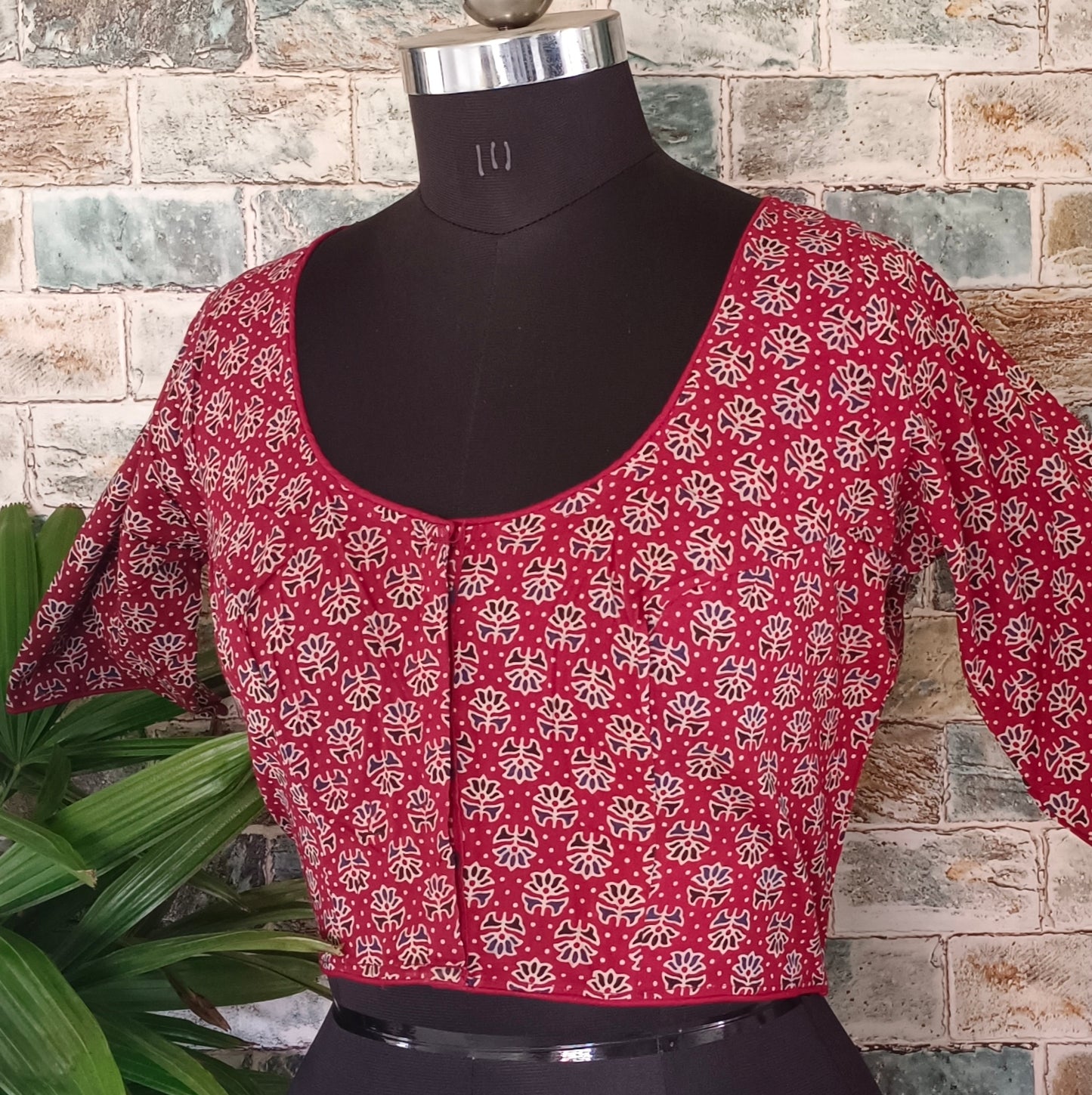 Maroon Printed Cotton Blouse