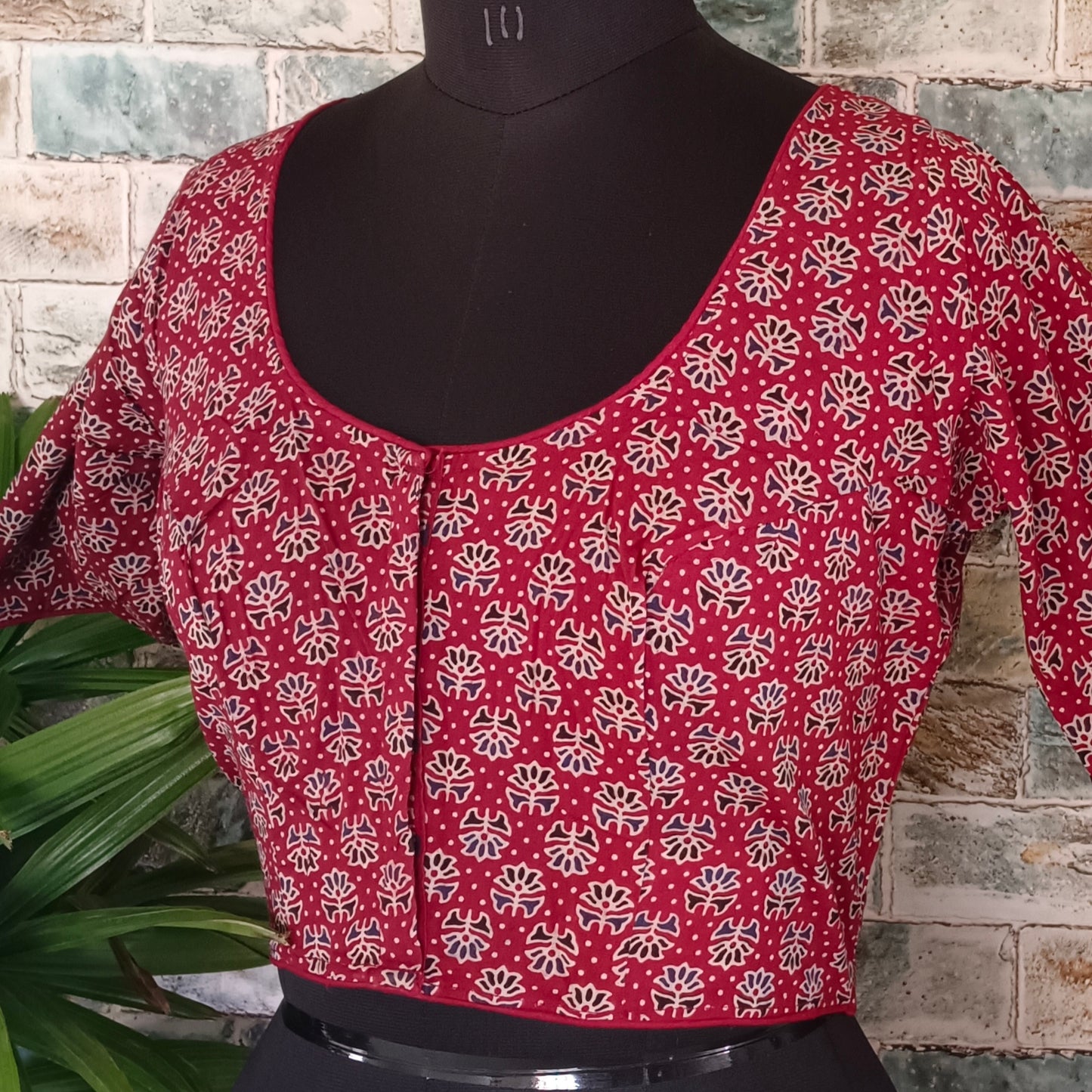 Maroon Printed Cotton Blouse