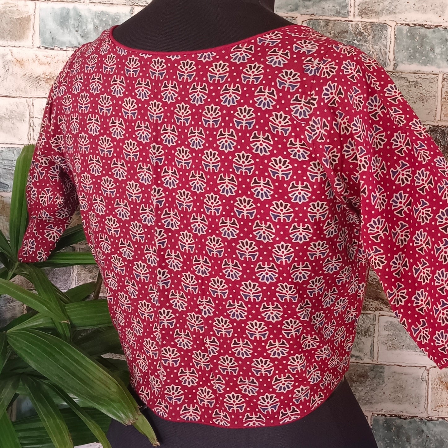 Maroon Printed Cotton Blouse