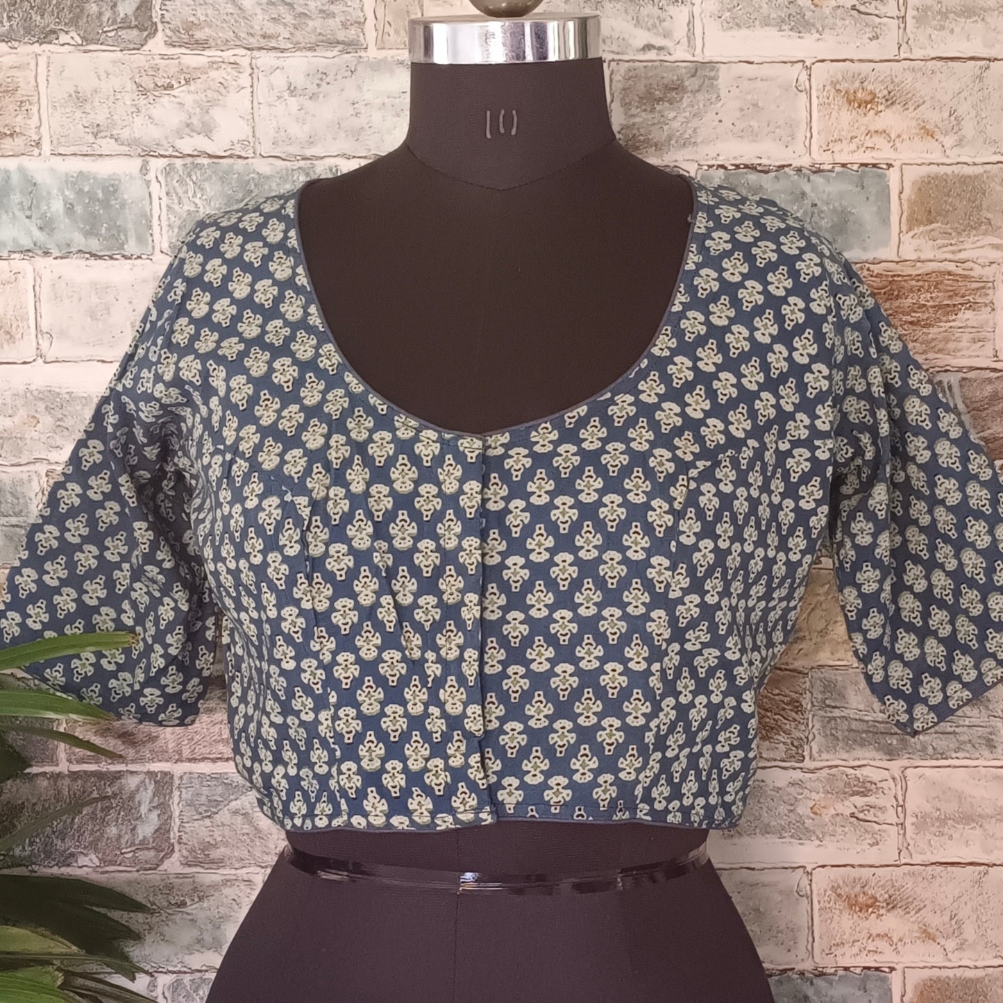 Blue Printed Cotton Blouse