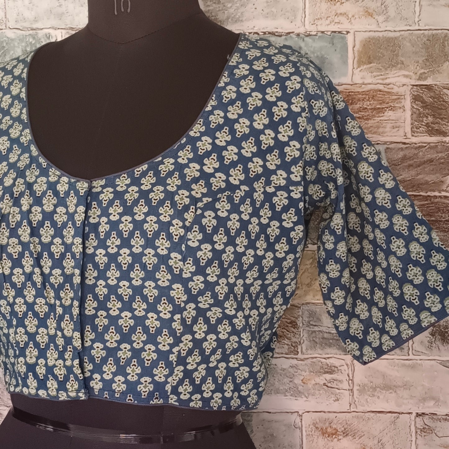 Blue Printed Cotton Blouse