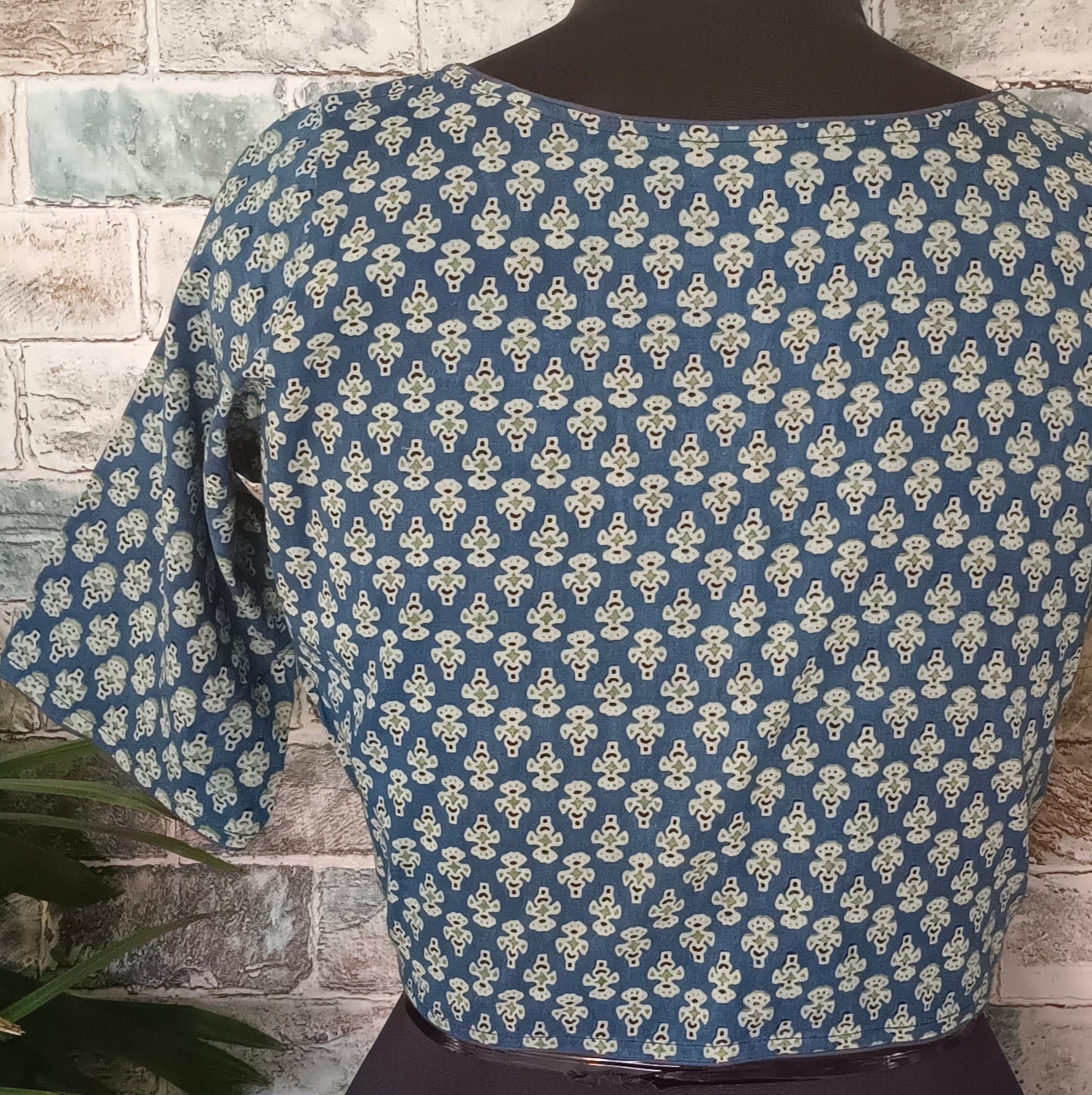 Blue Printed Cotton Blouse