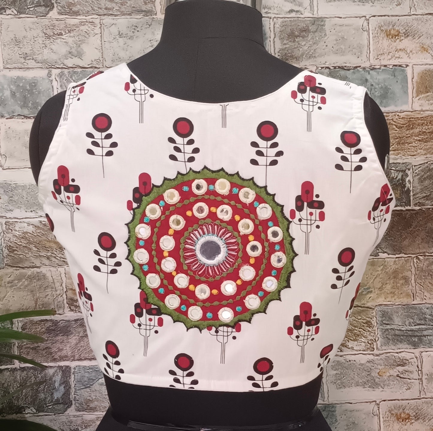 White Cotton Blouse with Multicolor Embroidery