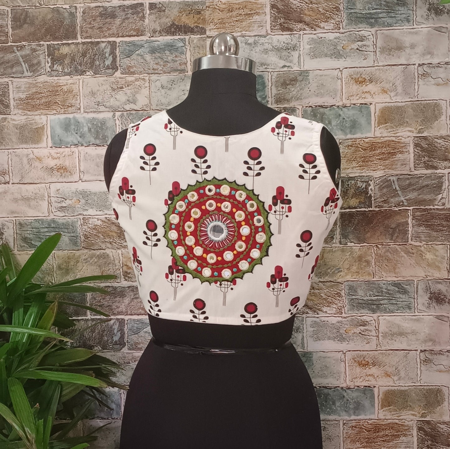 White Cotton Blouse with Multicolor Embroidery