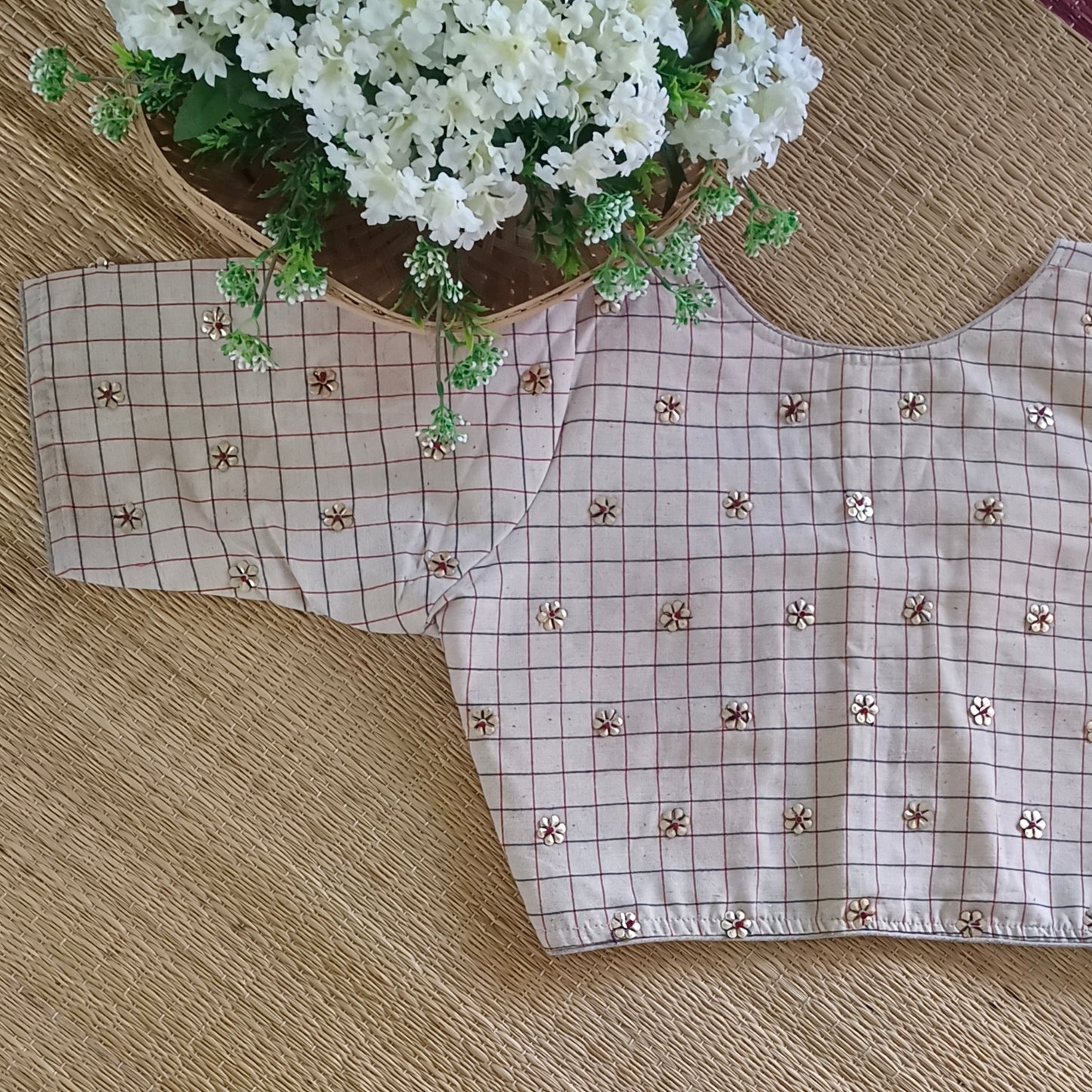 Beige Hand Crafted Cotton blouse