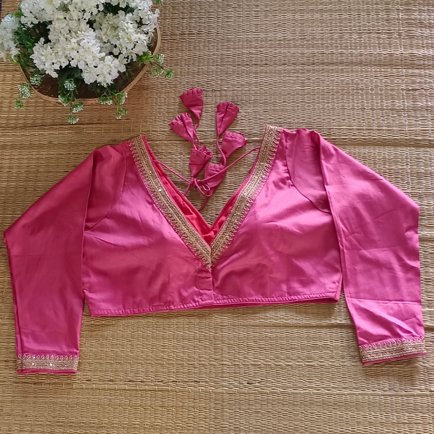 Pink Silk blend Full Sleeve Blouse