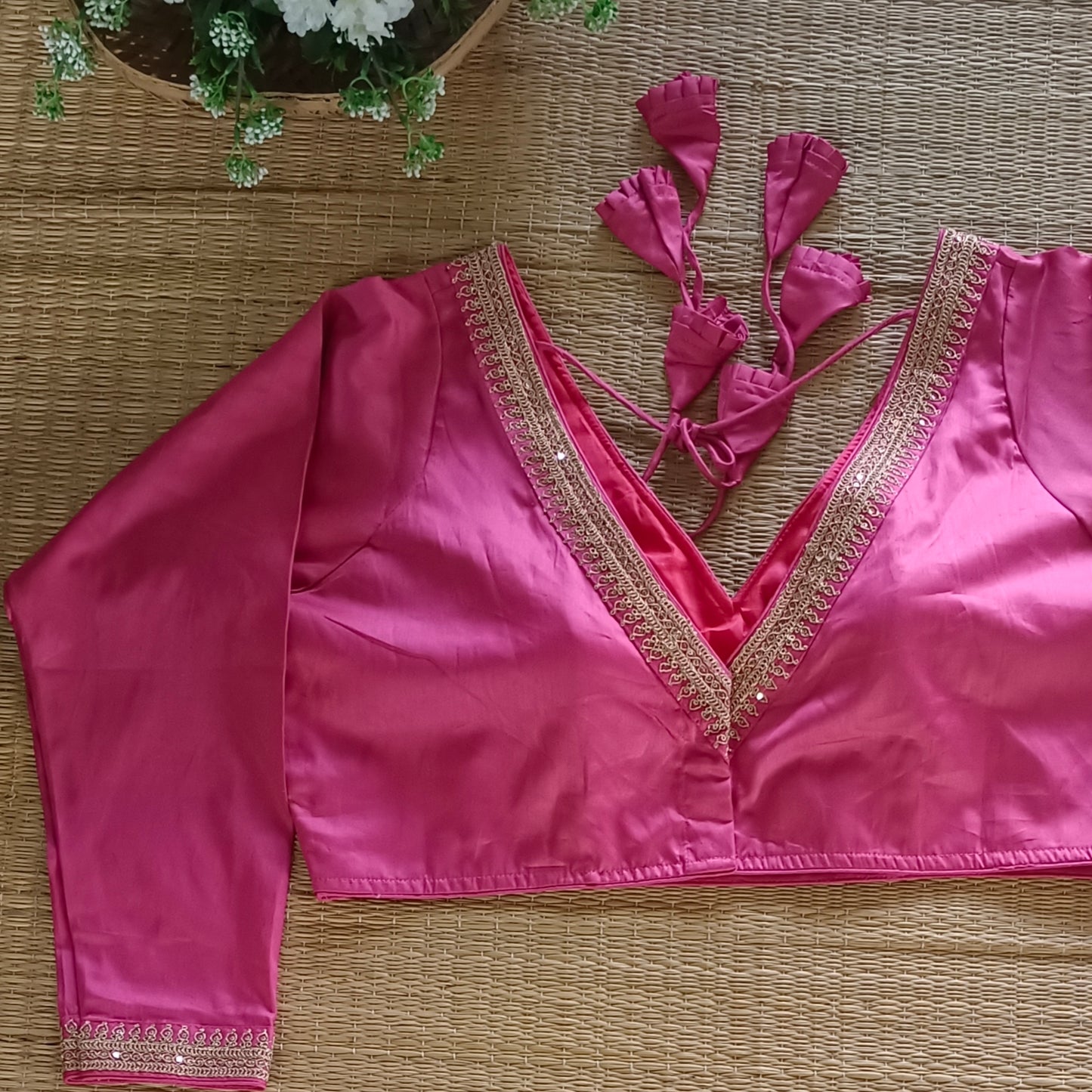 Pink Silk blend Full Sleeve Blouse