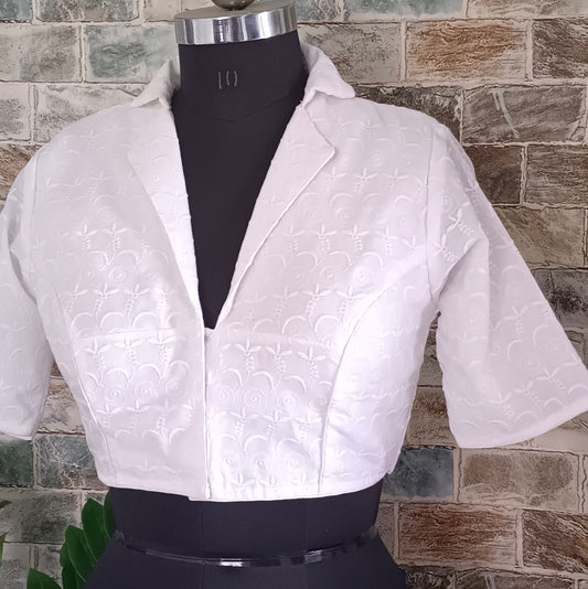 White Collar Neck Blouse