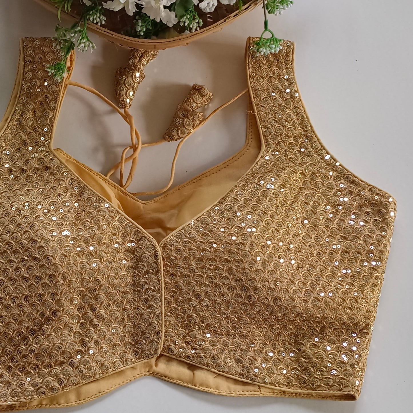 Golden Sequence Blouse with attachable sleeves