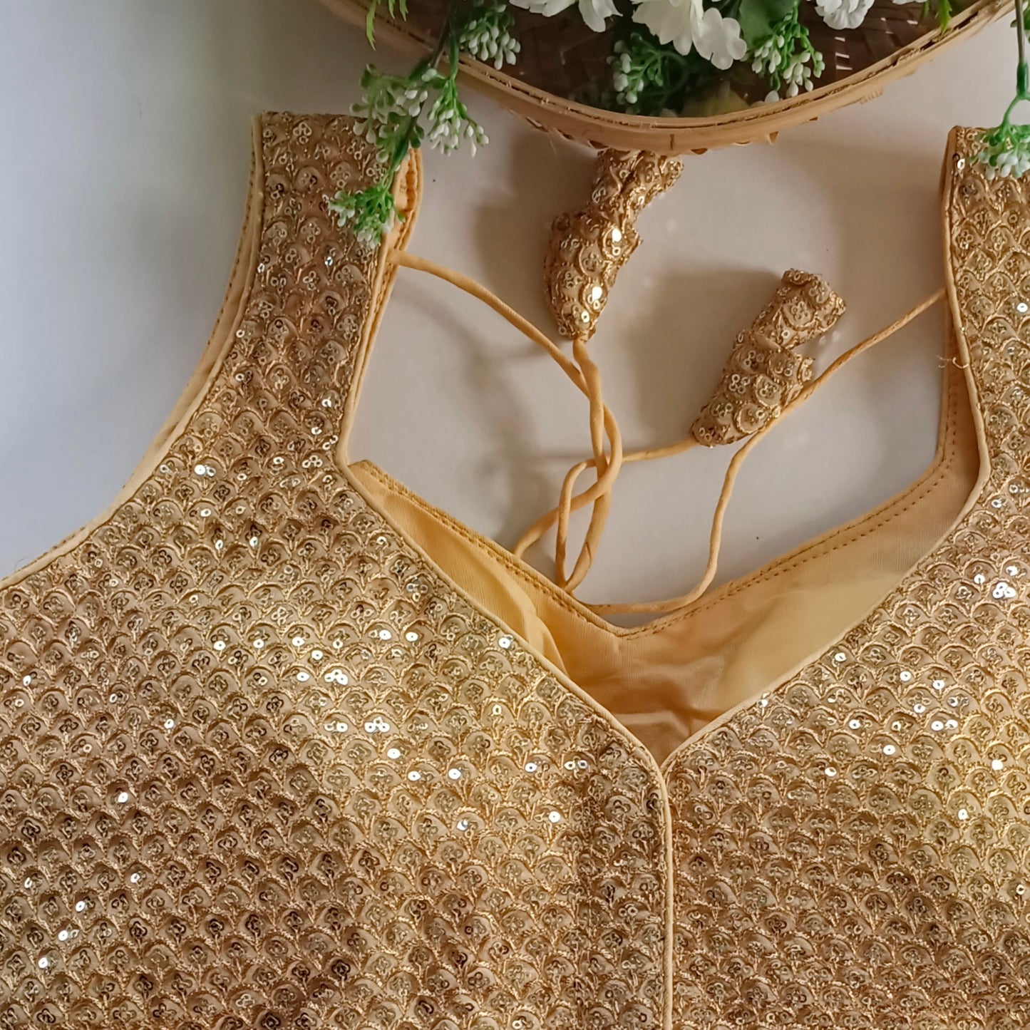 Golden Sequence Blouse with attachable sleeves