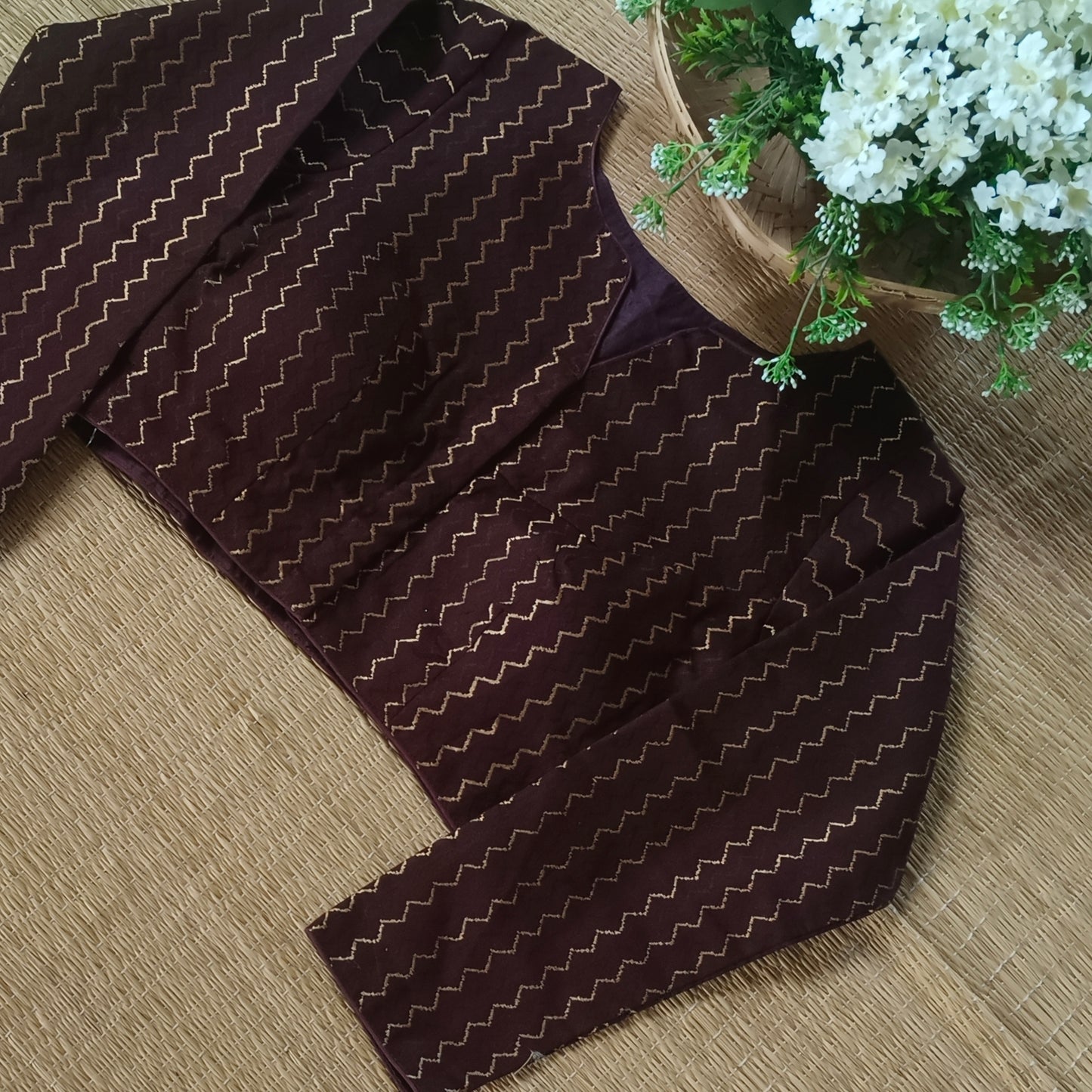 Brown Full Sleeve Cotton Blouse