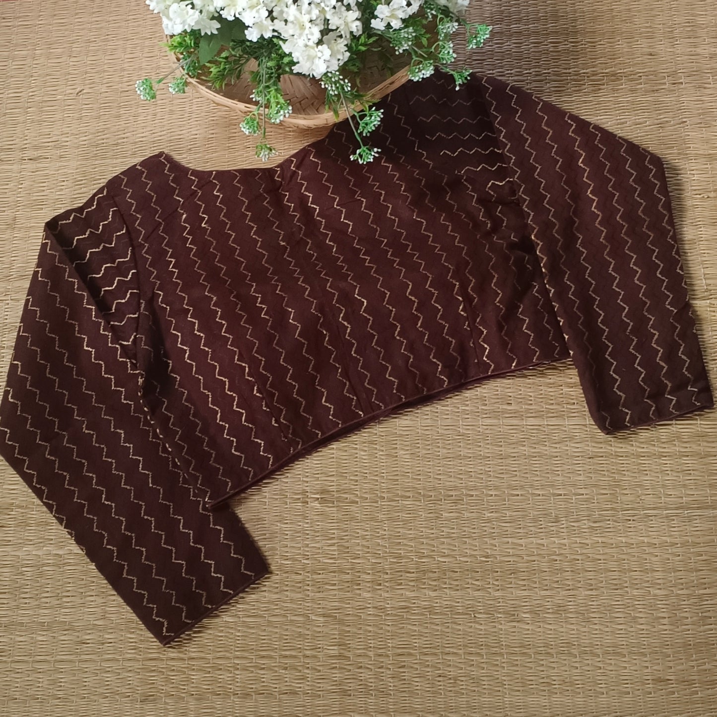 Brown Full Sleeve Cotton Blouse