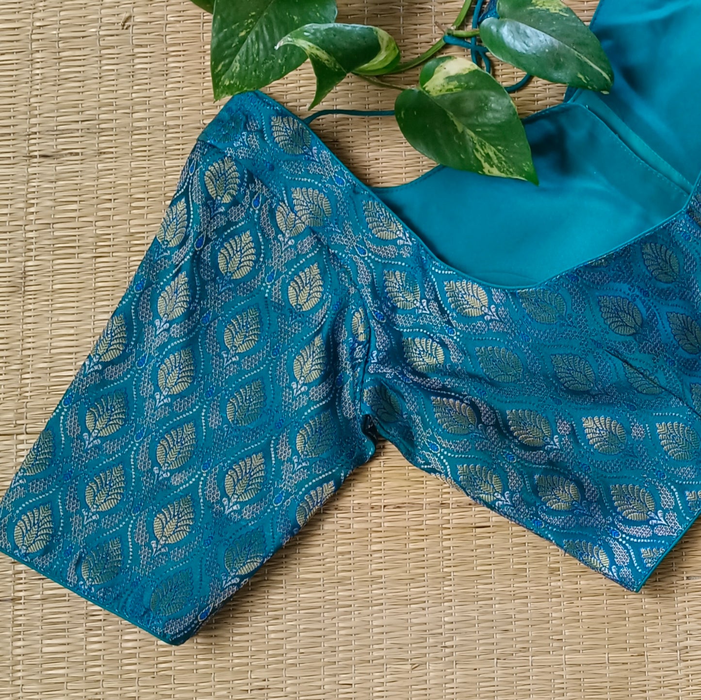 Dark Rama Blue Brocade Blouse