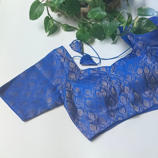 Royal Blue Brocade Blouse