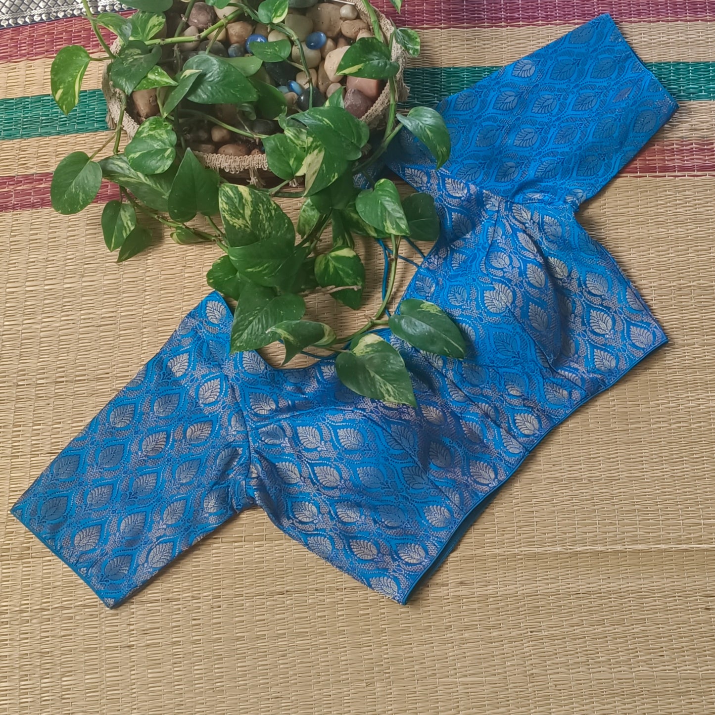 Blue Brocade Blouse